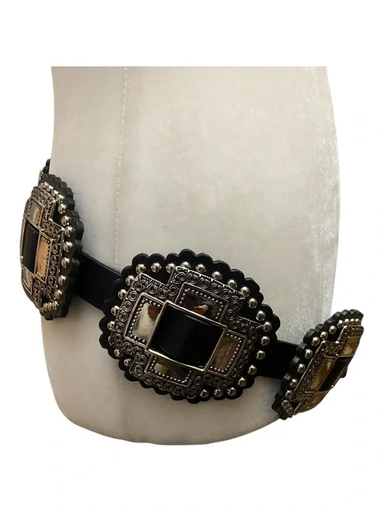 Roper Womens Black And Silver Large Cross Concho Western Belt - Picture 5 of 8